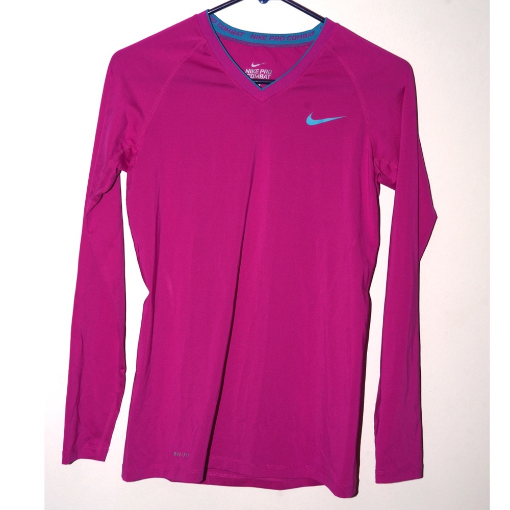 Fuchsia and turquoise Nike Pro Combat Dri-fit top